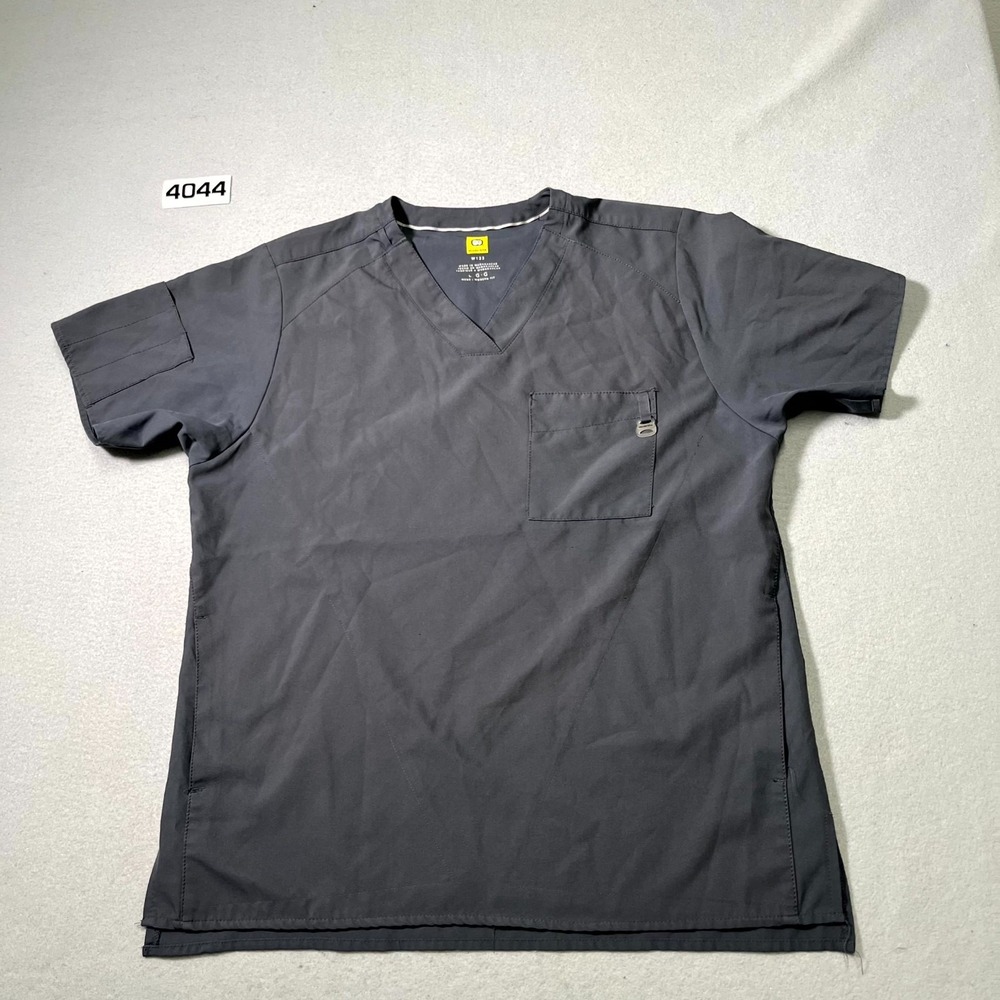 Wonderwink Scrub Top Men Large Charcoal Gray Modern Fit V Neck Medical Side Slit